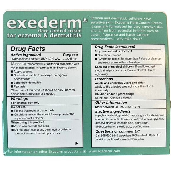 Exederm Flare Control Cream for Eczema & Dermatitis Anti-Itch 2oz (10/25) x1 - Picture 2 of 5